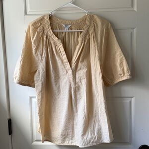 Crown & Ivy Beige and gold stripe Short Sleeve Top